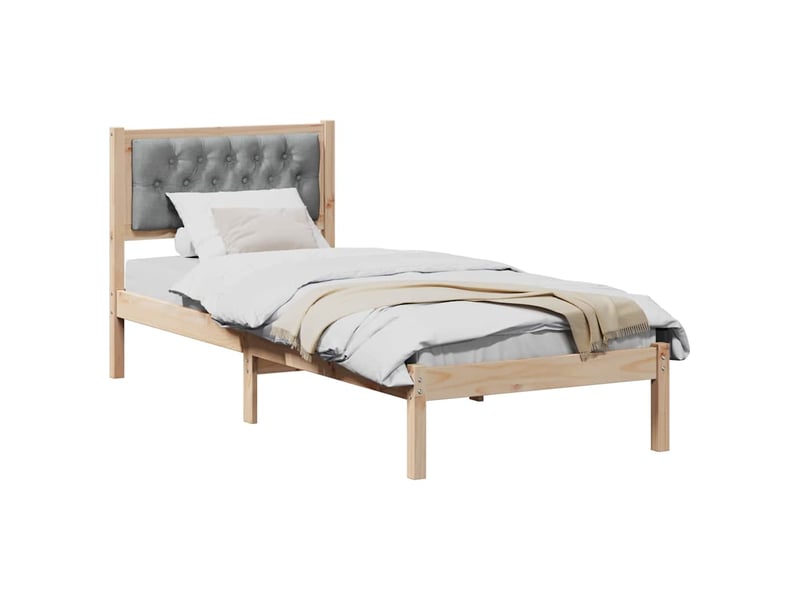  Lit simple- lit adulte -  cadre de lit avec tête de lit gris clair 80 x 200 cm pin massif  - Conforama B