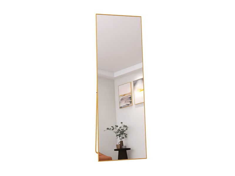  Miroir sur pied - 162 x 53 cm - or - miroir plein pied rectangulaire en verre trempé, cadre en alliage d'aluminium, design moderne  - Conforama A