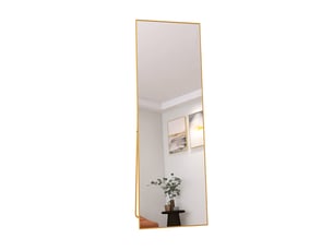 Miroir sur pied - 162 x 53 cm - or - miroir plein pied rectangulaire en verre trempé, cadre en alliage d'aluminium, design moderne
