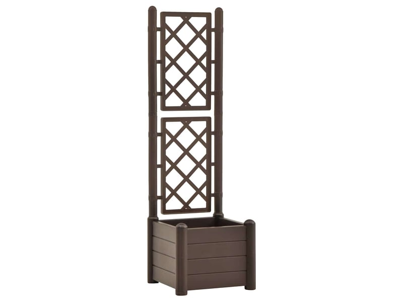  Jardinière - bac à fleurs avec treillis 43x43x142 cm pp moka  - Conforama A