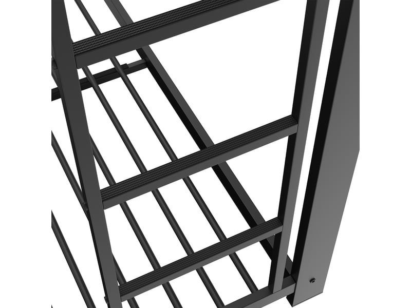  Lit superposé 140x200 cm en métal - échelle réversible gauchedroite, barrières de sécurité, structure stable, noir  - Conforama E