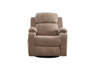Fauteuil relax électrique pivotant 91x96x103cm- massage, chaleur et inclinaison électrique - porte-gobelets et poches - chenille - marron