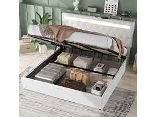 Lit coffre 180x200 cm REDOM coloris blanc