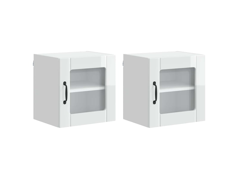  Meuble mural de cuisine, cabinet en verre mural 2 pcs blanc brillant shl6119  - Conforama A