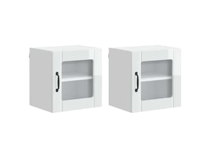 Meuble mural de cuisine, cabinet en verre mural 2 pcs blanc brillant shl6119