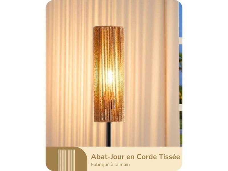  Lampadaire 165 cm corde tissée e27 2700k noir pédale 370618_AABWA57940_6_DROPFR - Conforama B