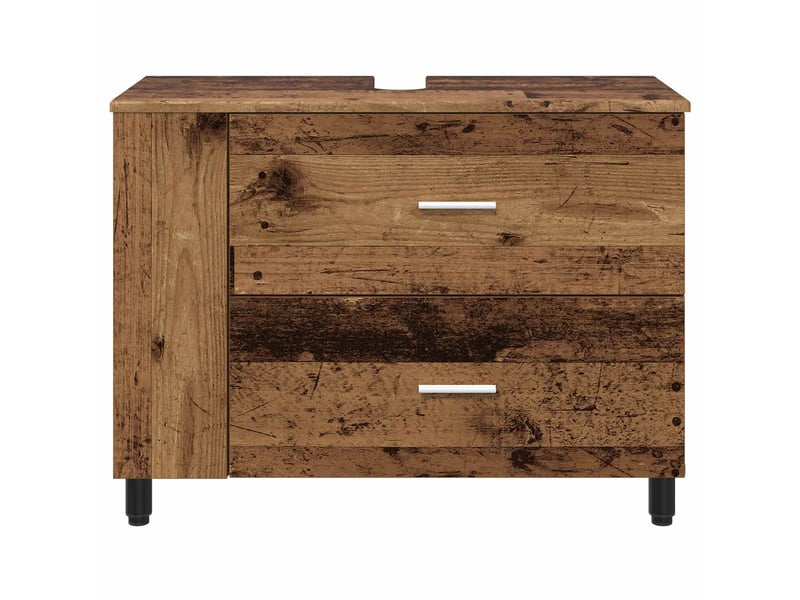  Unité de vanité de salle de bain, meuble de rangement bois ancien 80x35x60 cm  - Conforama E