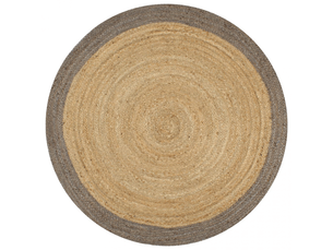 Tapis fait à la main jute avec bord gris 90 cm - comfortxl