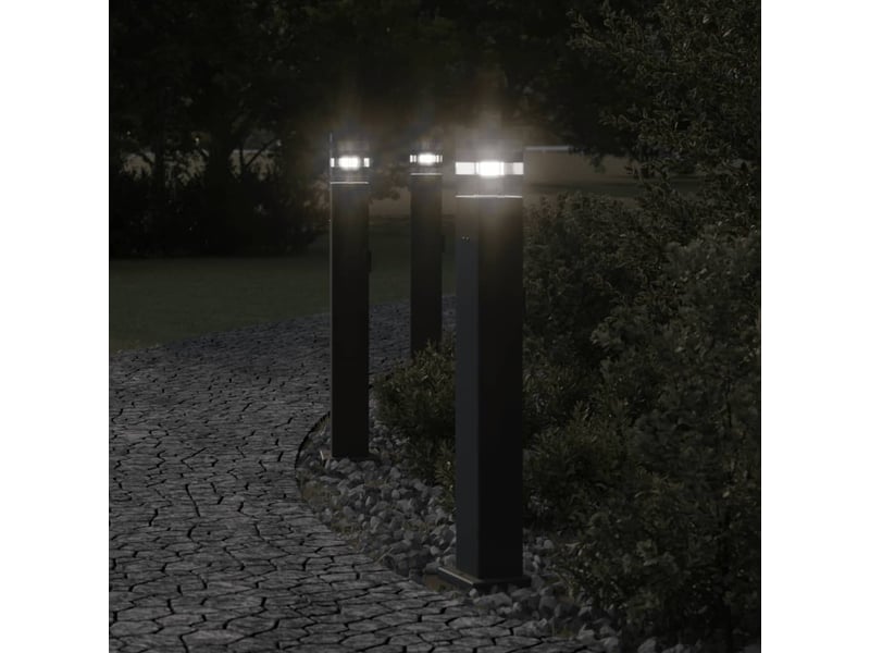  Lampadaires d'extérieur avec sortie 3 pcs 80 cm aluminium noir 02_0042571  - Conforama B