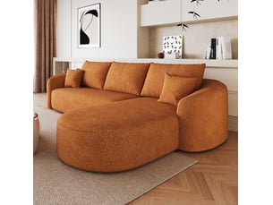 Canapé d'angle compressé droit fixe MODENVIE 3 places Tissu orange