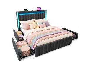 Lit avec rangement 160x200 cm CRAVDOM   coloris gris