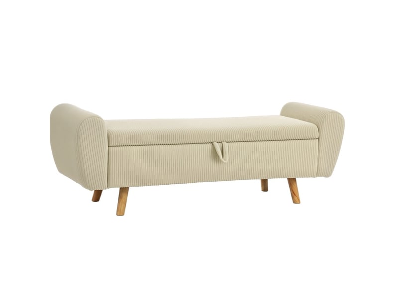  Banc de rangement tcqpz 150 x 45 x 51 cm en velours côtelé beige avec accoudoirs rembourrés  - Conforama A