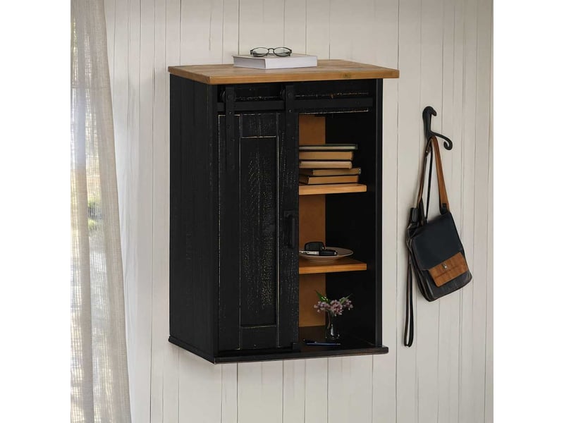  Meuble de rangement, armoire suspendue halden porte coulissante noir 49x22,5x70cm  - Conforama B