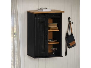 Meuble de rangement, armoire suspendue halden porte coulissante noir 49x22,5x70cm