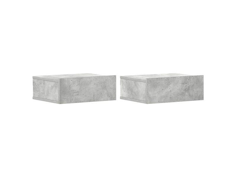  Lot de 2 tables de chevet - cabinet de chevet - table de nuit flottantes gris béton bois d'ingénierie  - Conforama A