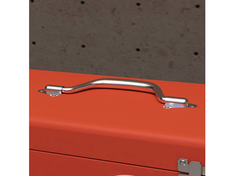 Caisse à outils 45 x 24 x 27 cm rouge en acier, 3 tiroirs, compartiment supérieur et poignée de transport - Conforama D