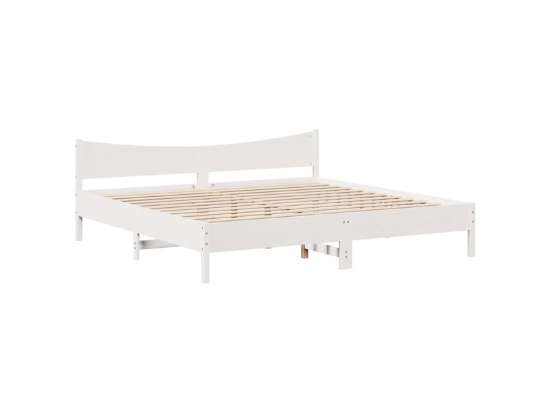  Lit double- lit adulte -  cadre de lit et tête de lit blanc 180x200 cm bois de pin massif  - Conforama D