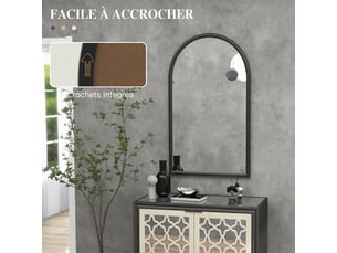 Miroir  de porte coloris noir <strong></strong>  <strong></strong> - 65 cm x 59 cm