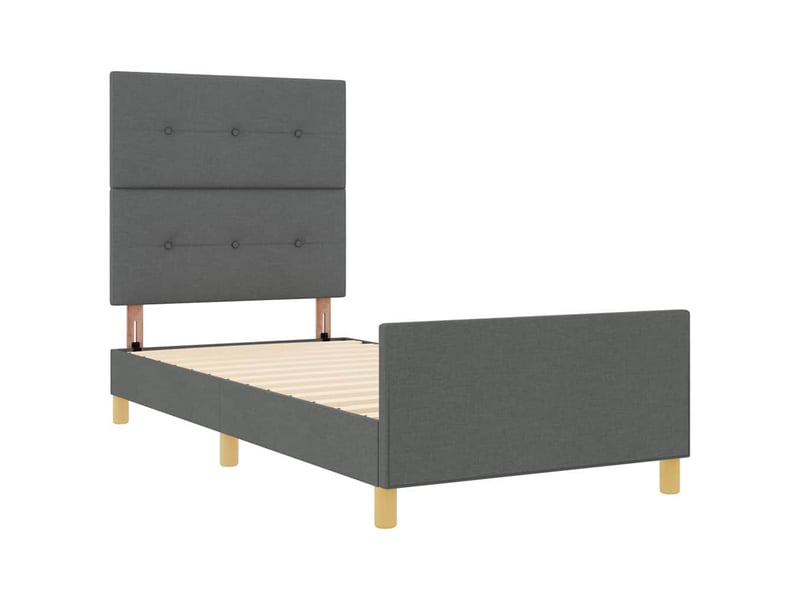  Lit simple- lit adulte -  cadre de lit avec tête de lit gris foncé 100 x 200 cm tissu  - Conforama D