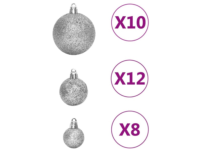  Ensemble de boules de noël 111 pièces argenté polystyrène  - Conforama E