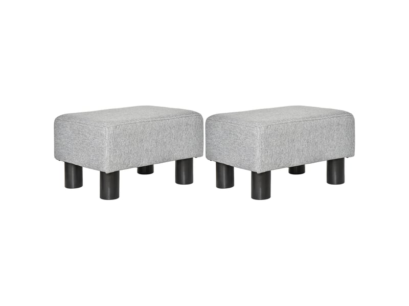  Lot de 2 poufs repose-pied tabouret bas en tissu de lin capacité de charge 150 kg gris 40 x 30 x 24 cm  - Conforama B