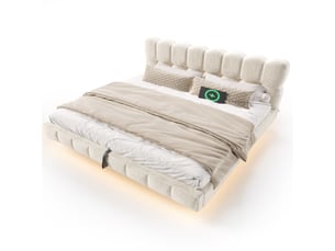 Lit coffre 180x200 cm <strong>MEULVA</strong>  <strong></strong> coloris beige