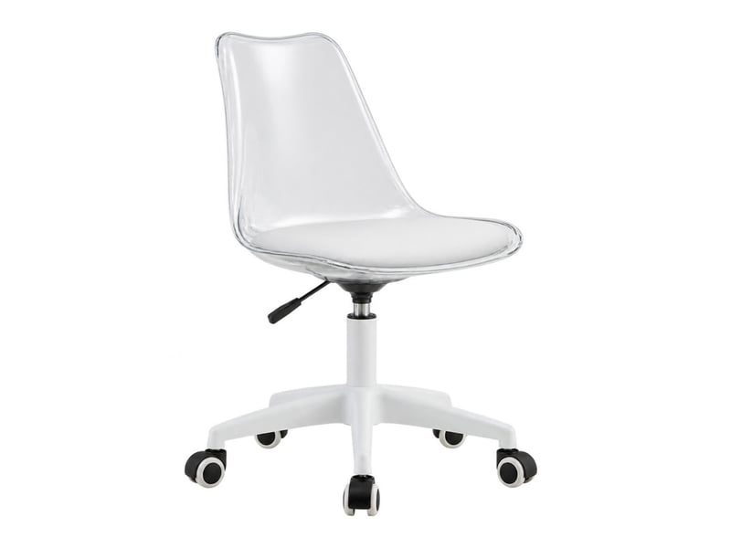 Chaise pivotante 54x54 cm en métal et plastique réglable en hauteur avec roulettes transparente et blanche chicfurn - Conforama A