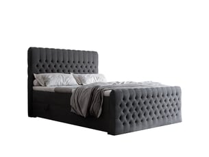Lit coffre 200x200 cm <strong>IDOHOME</strong>  <strong>ALBA PLUS</strong> coloris gris