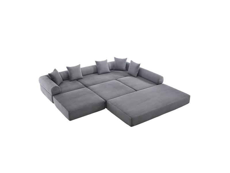 Canapé modulaire 270x180x64 cm 4 places gris foncé  - Conforama A