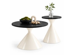 Table basse rond(e) coloris bicolore   - 70 cmx50 cm
