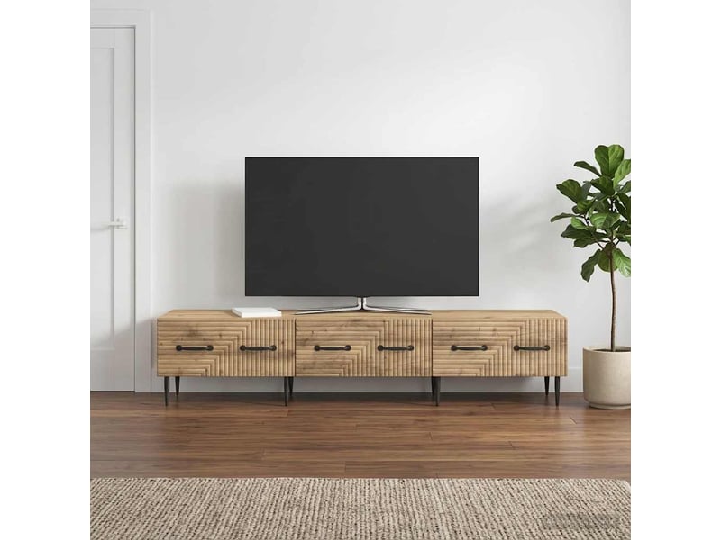  Meuble tv - banc tv - meuble de rangement 147 x 34,5 x 30 cm chêne artisanal bois d'ingénierie  - Conforama B