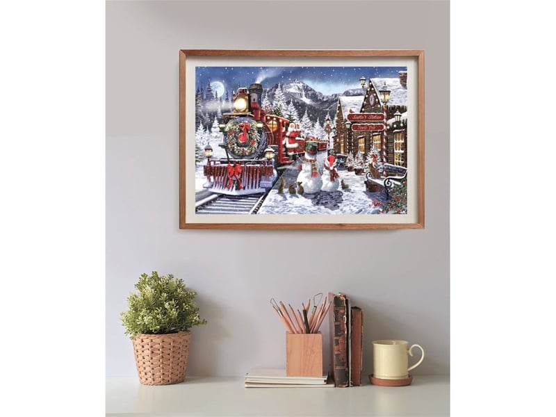  Puzzle 500 pieces noel gare avec bonhomme de neige 49 x 36 cm 35627 - Conforama D