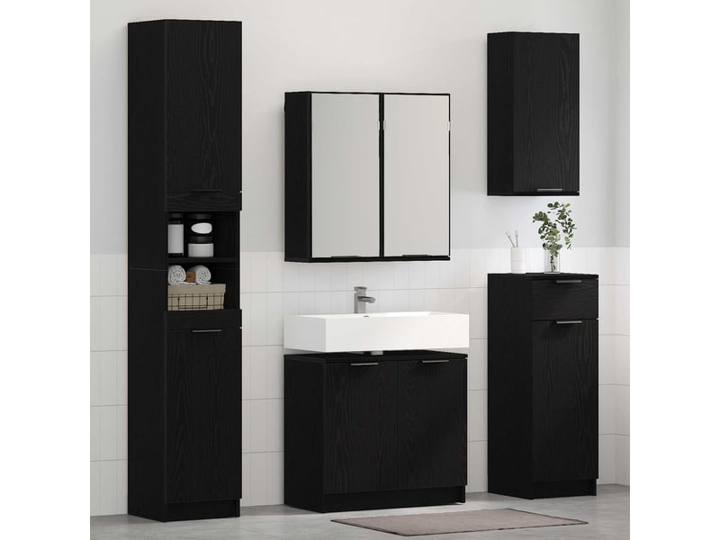 Ensemble de mobilier de salle de bain 4 pc chêne noir cf64515 - Conforama B
