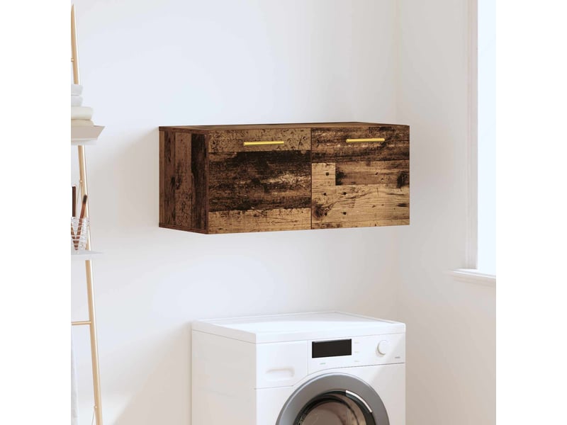  Meuble mural, rangement salon 80 x 36.5 x 35 cm bois d'ingénierie bois ancien shl8289  - Conforama B