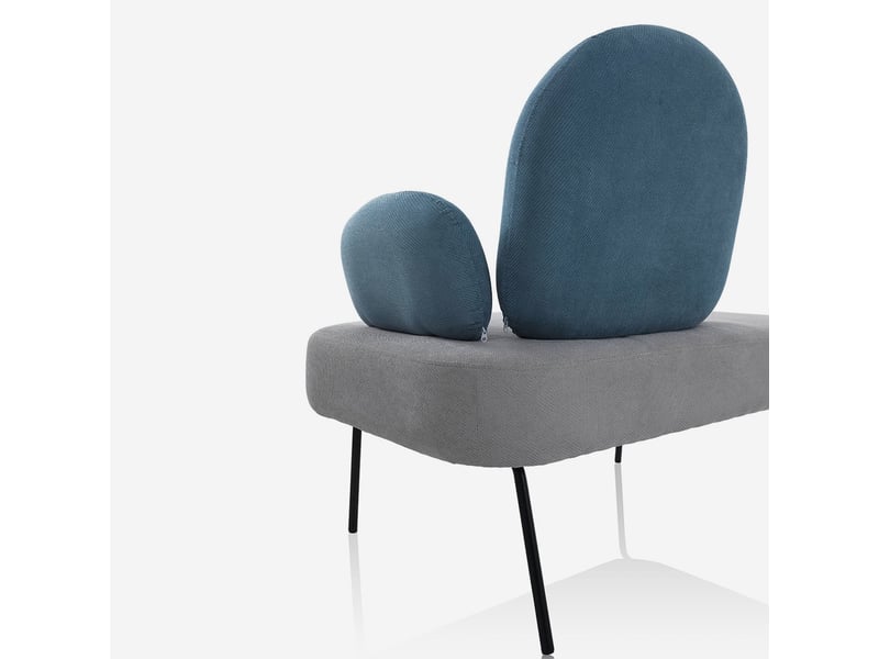 Canapé d'angle rembourré avec dossier et accoudoirs en tissu kiki - turquoise - Conforama E