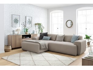 Canapé d'angle gauche fixe BOBOCHIC MARAIS 4 places Tissu Taupe