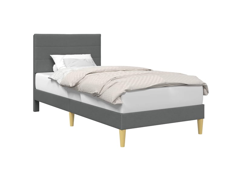 Lit simple- lit adulte - cadre de lit avec tête de lit gris foncé 80 x 200 cm tissu - Conforama A