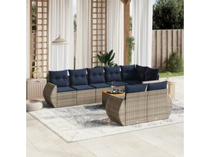 Vidaxl ensemble de canapé de jardin 9 pcs avec coussins gris résine tressée