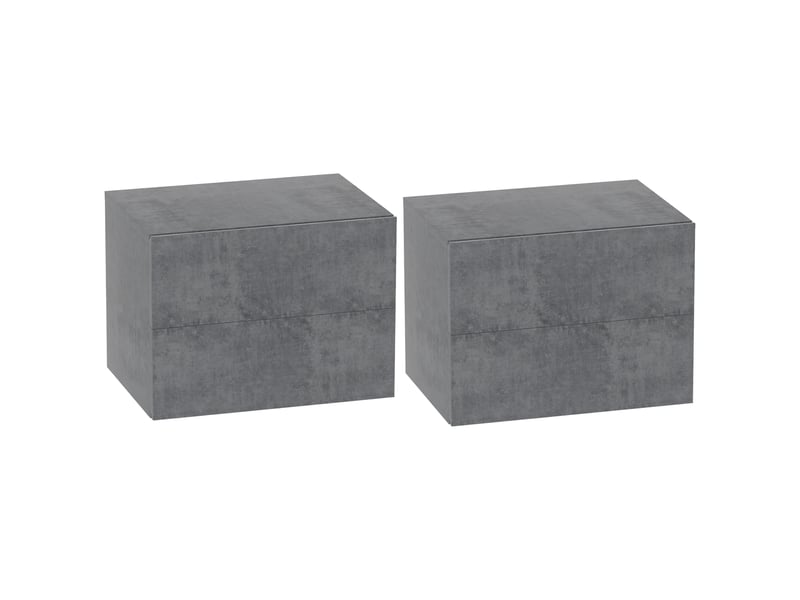  Ensemble de 2 tables de chevet suspendues modernes et peu encombrantes avec 2 tiroirs, 40 x 29 x 30 cm, gris ciment  - Conforama A