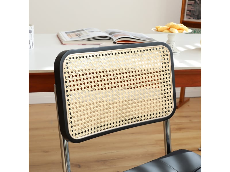  Chaises de salle à manger 2 pièces en similicuir, design moderne style breuer, assise rembourrée, piètement chromé, pour salon et cuisine  - Conforama D
