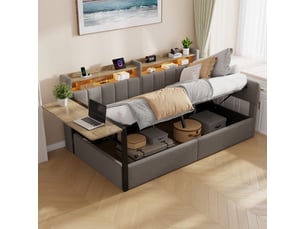 Lit banquette 90x200 cm <strong>SAPGAKS</strong> <strong></strong> coloris gris