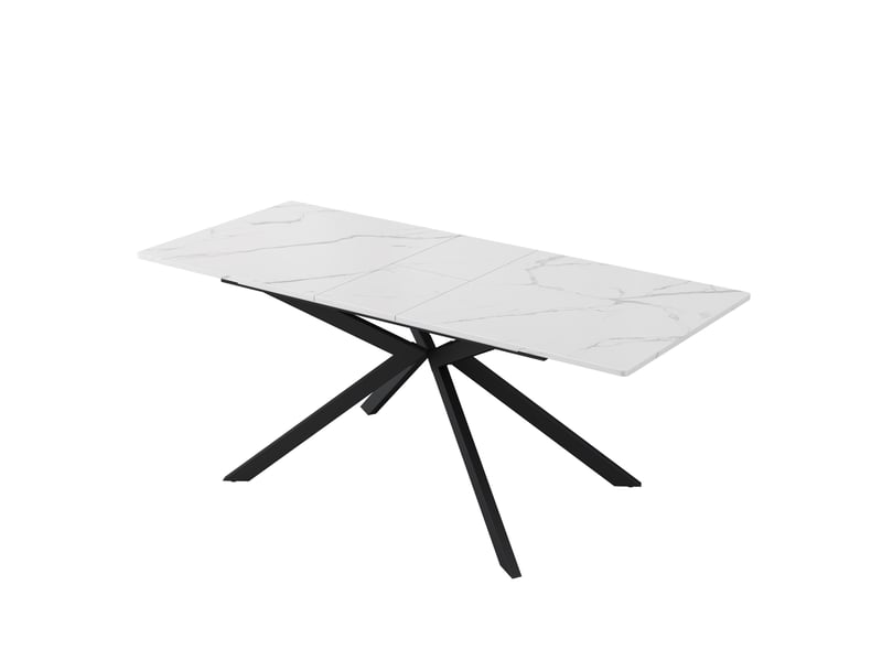 Table rectangulaire 180x70x75 5 cm table de salon polyvalente en mdf métal et velours noir et blanc - Conforama D