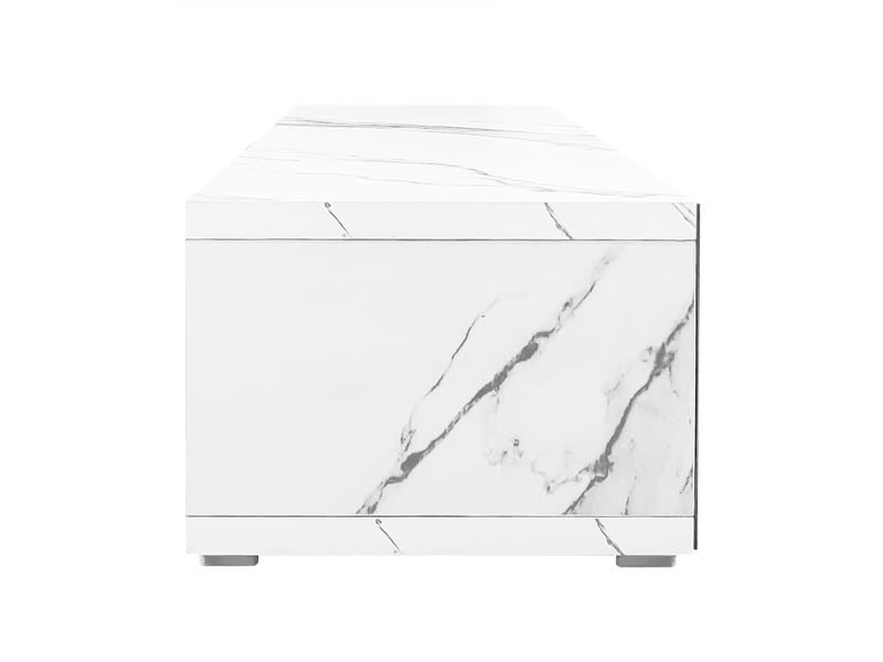  Meuble tv extensible 140-260 cm pivotant effet marbre blanc et noir  - Conforama W