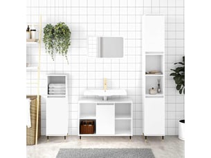 Armoire de salle de bain, meuble de rangement blanc brillant 80x33x60 cm