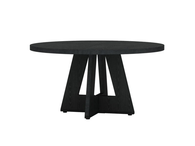 Table à manger ronde 120 cm en bois d’ingénierie noir style ferme - Conforama A
