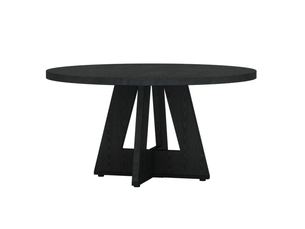 Table à manger ronde 120 cm en bois d’ingénierie noir style ferme