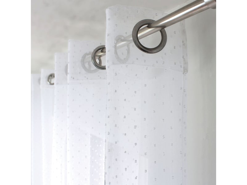  Voilages fenêtres, à œillets, blanc, 140x240cm, lot de 2, plumetis, collection lolita, cmadeco - blanc LOT2-H70807BCV140240 - Conforama E