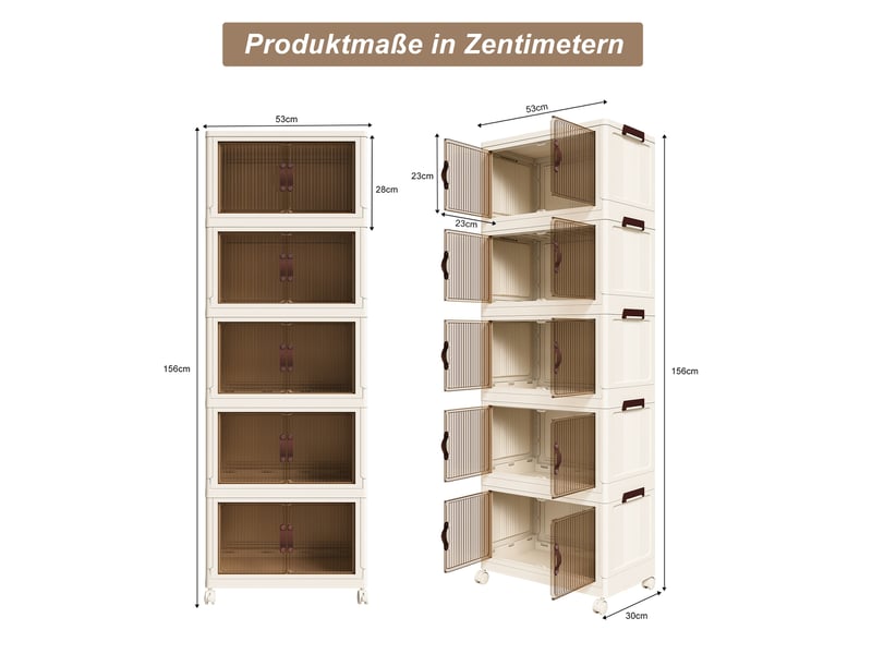 Armoire de rangement pliante 5 niveaux en polypropylène blanc avec roulettes - Conforama C