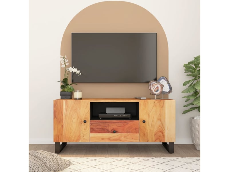  Meuble tv - banc tv - meuble de rangement 105x33,5x46 cm bois d'acacia solide et d'ingénierie  - Conforama B