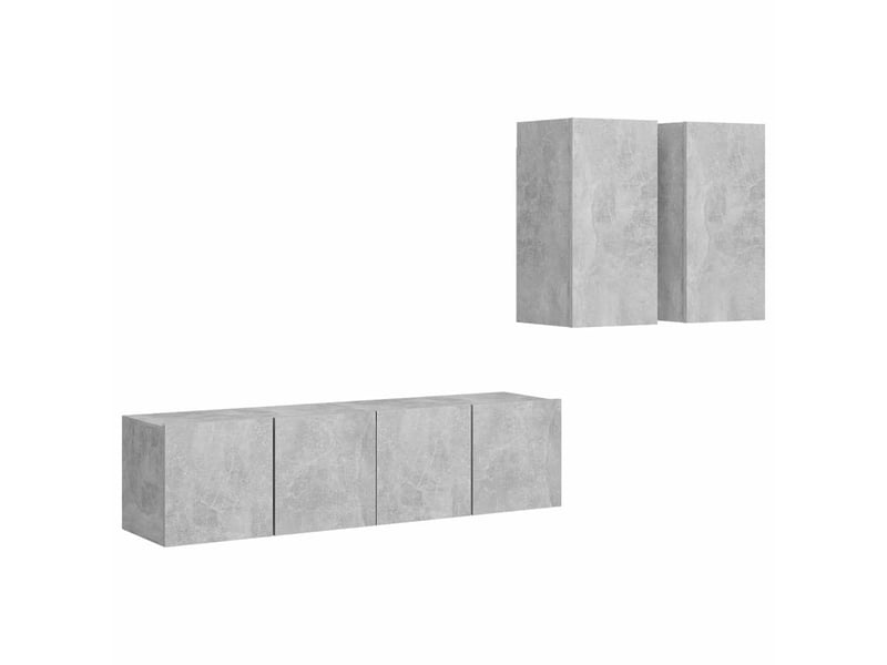  Ensemble de meubles tv 4 pcs gris béton bois d'ingénierie shl33805  - Conforama A